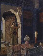 Osman Hamdy Bey Old Man in front of a Child's Tomb. Spain oil painting artist